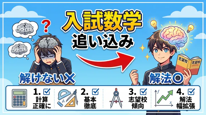 【高校受験の数学】点数を上げる勉強法・解き方!過去問と基本問題の対策