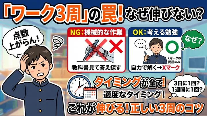 ワーク3周しても成績が上がらない?効果的な問題集の繰り返し方と勉強のタイミング