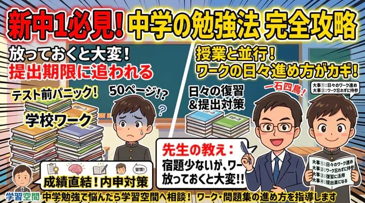 新中学1年生必見!小学校と中学校の勉強の違いと宿題・ワークの進め方