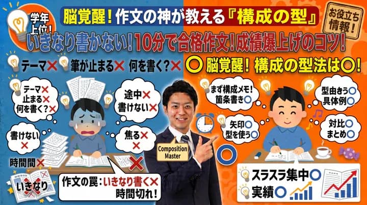 作文の書き方のコツ!文章が苦手でも書ける「構成」の作り方