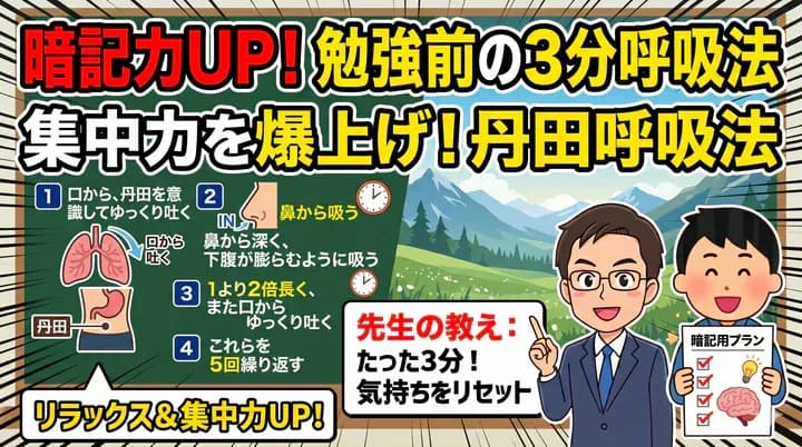 【勉強前のルーティン】集中力がアップする呼吸法!暗記効率を高めるコツ