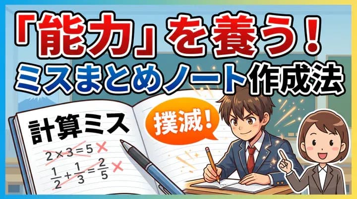 【中学生の勉強法】数学の計算ミスを減らす方法!ケアレスミスを防ぐ「ミスノート」の作り方
