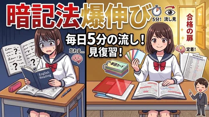 【中学生の暗記勉強法】覚えたことを忘れない!毎日5分の復習で記憶を定着させる方法