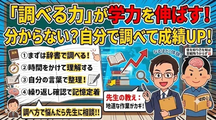 勉強でわからないことは自分で調べよう!成績が伸びる学習習慣とは