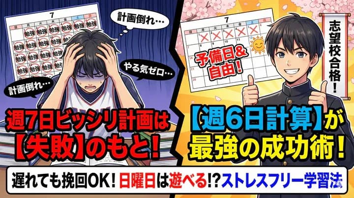 学習計画は週6日計算で!