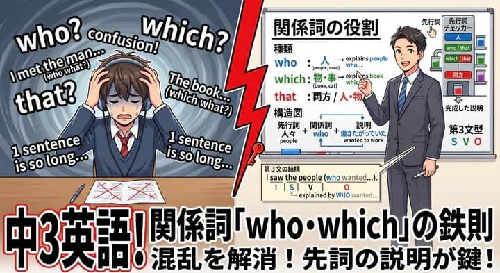 【中3英語】関係詞のwhich・whoが分からない人へ!関係代名詞の使い方を簡単に解説