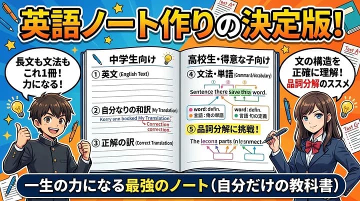 英語ノートの作り方|中学生の成績アップにつながる勉強法と5つのポイント