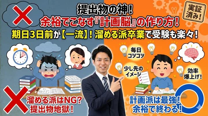 【提出物を早く終わらせるコツ】計画的に勉強して定期テストで差をつける方法