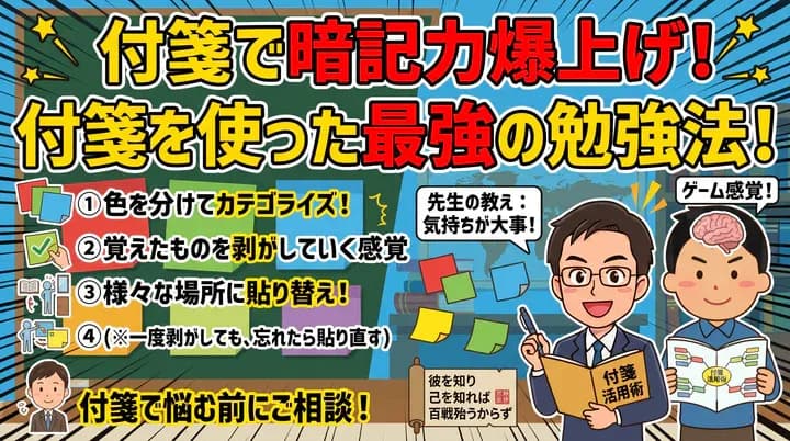 【付箋勉強法】暗記がはかどる!効率よく覚えられる付箋の活用術