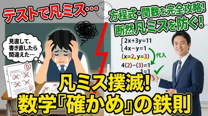 数学のテストで凡ミスを減らす方法!「見直し」より大切な「確かめ」とは?